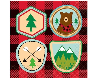 Lumberjack Party Luncheon Napkins - Lumberjack Birthday Party Supplies, Buffalo Plaid Plates, Lumberjack First Birthday, Camping Birthday