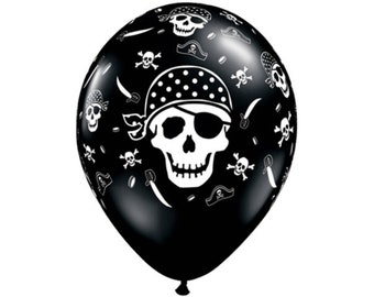 28 cm piratdödskalleballonger - Piratfest, Piratfödelsedag, Piratfestdekorationer, Piratfödelsedagsfesttillbehör, Piratfesttillbehör