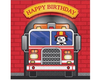 Firetruck Napkins - Firetruck Birthday Decorations, Firetruck Party, Birthday Napkins, Birthday Decorations, Firefighter Birthday