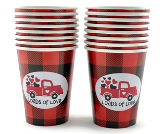 Valentines Day Party Cups - Valentines Day Cups, Valentines Day Party Favors, Favor Cups, Gifts for Kids, Loads of Love, Engagement Party