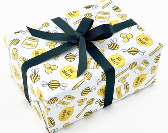 Bee Gift Wrap - Wrapping Paper, What will it Bee Gender Reveal, Bee Baby Shower, Bee Birthday, Bumble Bee Party, Present Wrap