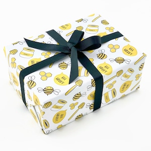 Papel de regalo de abeja - Papel de regalo, ¿Qué revelará el género de la abeja?, Baby Shower de abeja, Cumpleaños de abeja, Fiesta de abejorros, Papel de regalo