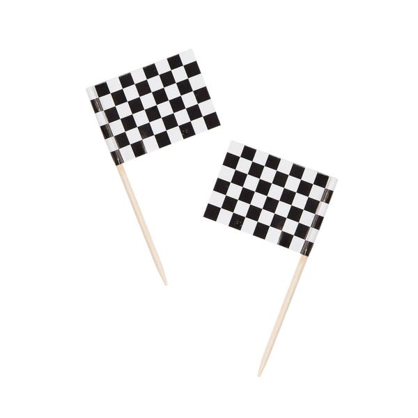 50 Racing Party Toppers - Checkered Flag, Food Pick, Cupcake Toppers, Race Car Toppers, Race car party supplies, Party Favor Decorations