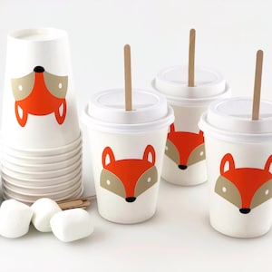 Fox Cups - Fox Party Cups, Fox Baby Shower, Fox Party Supplies, Woodland Baby Shower, Woodland Animals, Fox Birthday, Hot Cocoa Cups