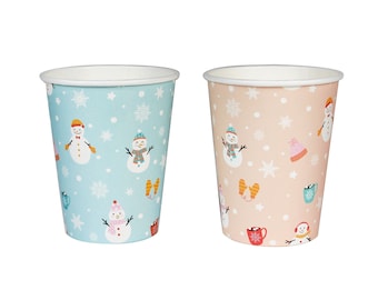 Snowman Party Cups - Winter Party Decoration, Snow Birthday Cups, Holiday Party Supplies, Winter Onederland Birthday, Snowman Birthday Decor