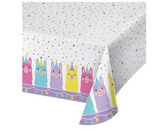 Llama Tablecloth - Llama Party Decorations, Llama Birthday, Llama Baby Shower, Llama Party Decor, Llama Party Table Cover