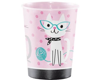 Vasos de plástico para fiesta de gatos: cumpleaños de gato, cumpleaños de gatito, recuerdos de fiesta, baby shower de gatito, artículos para fiesta de gatos, fiesta de maullidos, cumpleaños de gatito