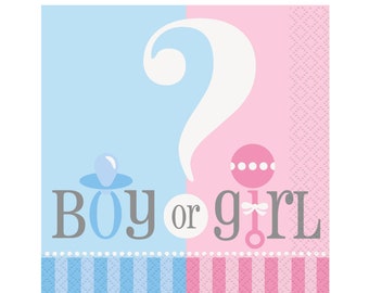 Gender Reveal Napkins - Gender Reveal Party, Party Napkins, Gender Reveal Baby Shower, Shower Decorations, Shower Napkins, Boy or Girl