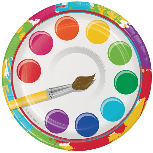 7 Art Palette Plates Paint Party Plates Art Party Etsy
