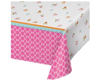 Floral Tablecloth - Tea Party, Floral Party Tablecloth, Garden Party Decor, Tea Baby Shower, Floral Tea for Two Birthday, Tea Time Party