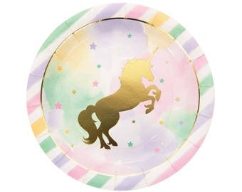 Unicorn Plates - Unicorn Birthday Party, Unicorn Party Plates, Unicorn Baby Shower, Unicorn Party Supplies, Rainbow Unicorn Decorations