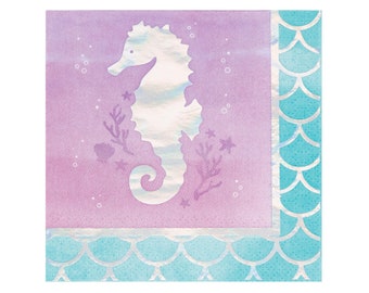 Seahorse Napkins - Mermaid Party Supplies, Mermaid Birthday, Mermaid Baby Shower, Party Napkins