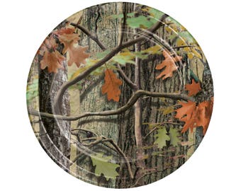 Hunting Plates - Hunting Birthday, Hunting Party Plates, Hunting Baby Shower Camo Party, Deer Birthday, Hunting Camouflage, Camo Baby Shower