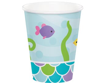 Mermaid Cups - Mermaid Party Supplies, Ocean Party, Mermaid Birthday, Mermaid Baby Shower, Mermaid Party Cups, Favor Cups, Beverage Cups