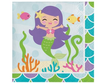 Mermaid Napkins - Mermaid Birthday, Mermaid Baby Shower, Mermaid Party Decorations, Mermaid Party Supplies, Party Napkins