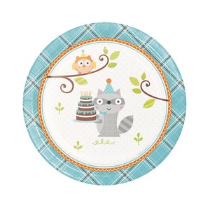Woodland Plates - Woodland Baby Shower, Woodland 1st Birthday, Boy Woodland Party, Woodland Animals Birthday, Birthday Plates, Party Plates
