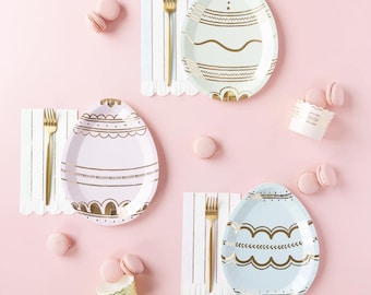 Pastel Easter Egg Plates 9ct - Easter Party Supplies, Church Easter Plates, Easter Egg Hunting Party, Easter Decor, Spring Shower Supplies