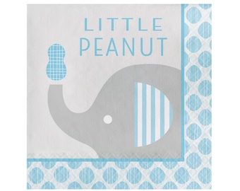 Little Peanut Napkins - Baby Shower Elephant Napkins, Blue Elephant Baby Shower, Baby Shower Napkins, Boy Baby Napkins, Shower Supplies