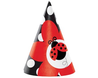 Ladybug Party Hats - Ladybug First Birthday - Ladybug Birthday Decorations - Ladybug Party Favors - First Birthday Supplies - Bug Birthday