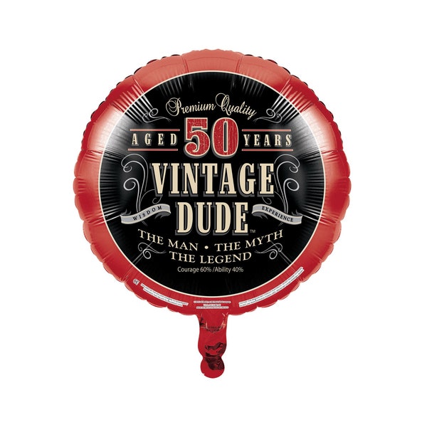 50th Birthday Balloon - Vintage Dude Birthday, 50 Birthday Party, Masculine Birthday, Guy Birthday, Aged to Perfection, Birthday for Him