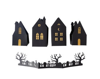 Haunted Village Halloween Party Centerpiece - Halloween Party Supplies, Spooky Party, Tabletop Decor, Halloween Centerpiece, Spooky Decor