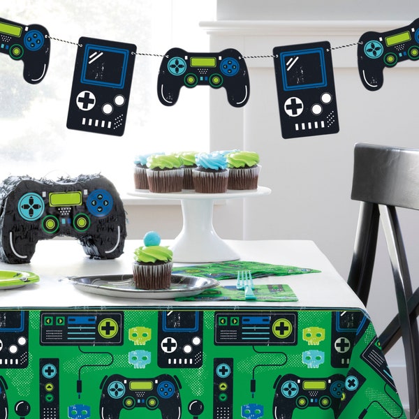 Gaming Party Banner - Gamer Birthday Decorations, Level Up Party Supplies, Gaming Birthday Banner, Video Game Party Decor, Birthday Supplies