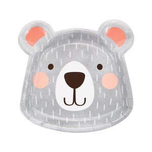 Piatti per feste a forma di orso - Piatti di carta con animali, Festa dell'orso polare, Festa nel bosco, Piatti dell'orso polare, Piatti dell'orso, Piatti di compleanno dell'orso