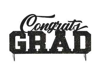 Black & Gold Congrats Grad Decoratie, Afstudeerfeest Middelpunt, Tafeldecoraties, Afstudeerdecoraties 2024, Grad Party Decor