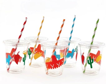 Fiesta Cups - Fiesta Party, Cactus Party, Cinco De Mayo Decorations, Mexican Party, Fiesta Baby Shower, Fiesta Birthday, Fiesta Favors