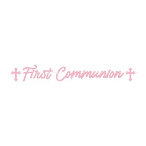 Rosa Erstkommunionsbanner - Kommuniondekorationen, Baby Mädchen Taufe, erste heilige Kommunion, Mädchen Taufe, religiöse Partydekorationen