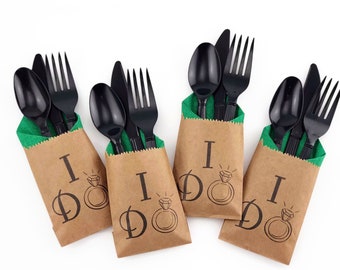 I Do BBQ Cutlery Bags - Couples Shower, BBQ Wedding, I Do Barbecue, Rustic Wedding, Engagement BBQ, Bridal Shower, Wedding Rehearsal Dinner