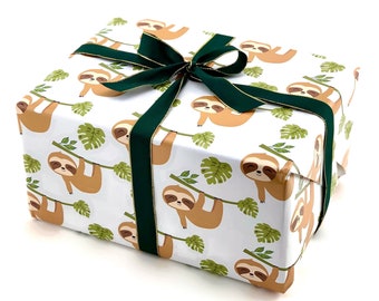 Sloth Wrapping Paper - Christmas Wrapping Paper, Funny Wrapping Paper, Holiday Wrapping Paper, Kids Wrapping Paper, Animal Wrapping Paper