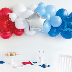 Patriotic Balloon Arch - July 4th Party Balloons, Independence Party Decorations, 4th of July Balloon Decorations, Red White & Blue Balloons