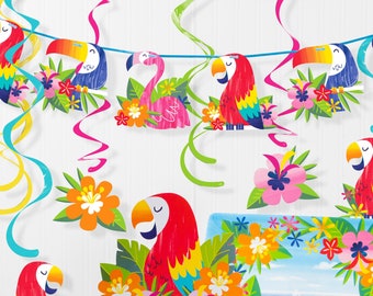 Tropical Party Banner - Hawaiian Party, Tropical Birthday, Flamingo Party, Luau Party, Party Decorations, Hawaiian Birthday, Tropical Decor