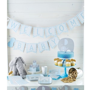 Elephant Banner - Blue Elephant Baby Shower, Baby Banner, Shower Banner, Baby Shower Decorations, Elephant Party Supplies, Shower Supplies