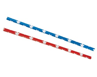 Patriotic Paper Straws - 4th of July Party Supplies, Independence Day Party Supplies, Patriotic Party Decorations, Red White & Blue Straws