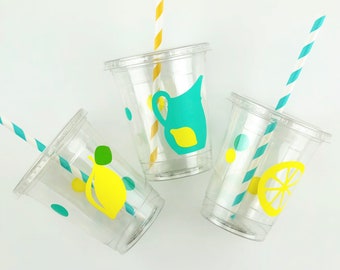 Lemonade Party Cups 12ct - Lemonade Party, Lemon Birthday, Lemon Baby Shower, Fruit Birthday, Summer Citrus Party, Farmers Market Party