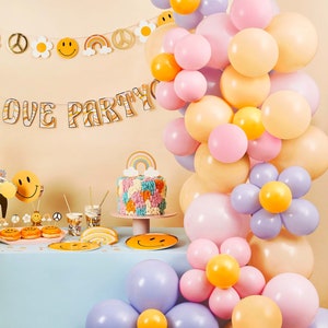 Flower Power Balloon Arch - Groovy Birthday Decorations, Retro Party Supplies, Roller Skate Party, Hippie Party Decor, Balloon Decorations