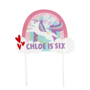 Personalisierte Einhorn-Kuchendekoration - Einhorn-Geburtstagsdekoration, Einhorn-Partyzubehör, Regenbogen-Einhörner-Party, Einhorn-Kuchendekoration