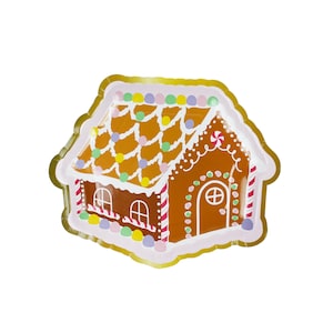 Pink Gingerbread Plates - Holiday Party Decorations, Christmas Party Supplies, Gingerbread Birthday Decorations, Holiday Party Plates