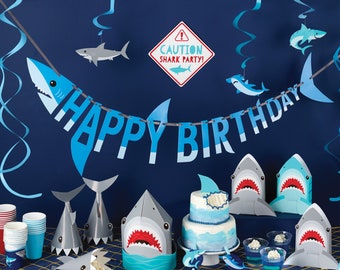 Shark Banner - Shark Birthday Decorations, Shark Birthday Banner, Shark Party Decorations, Shark Party Supplies, Shark Birthday Party Decor
