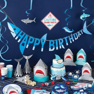 Shark Banner - Shark Birthday Decorations, Shark Birthday Banner, Shark Party Decorations, Shark Party Supplies, Shark Birthday Party Decor