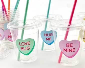 Valentines Day Party Cups - Valentines Day Cups, Valentines Day for Kids, Valentine's Day Party Decorations, Valentine's Day Party Supplies