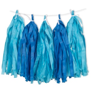 9ft Tissue Garland - Blue Tassel Garland, Blue Party Supplies, Boy Baby Shower, Boy Birthday Decorations, Boy First Birthday, Party Decor
