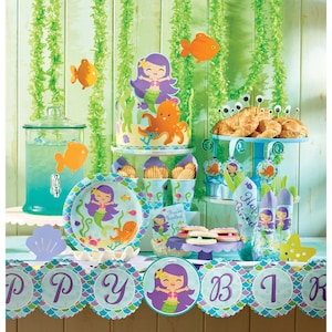Mermaid Banner - Mermaid Birthday, Birthday Banner, Mermaid Party Decor, Mermaid Party Decorations, First Birthday, Party Garland