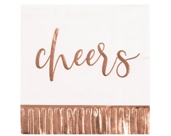 Cheers Party Napkins - Rose Gold Bridal Shower Supplies, Bachelorette Napkins, Rose Gold Bachelorette Party, Bridal Shower Decorations