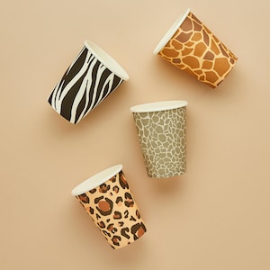 Safari Animal Party Cups - Safari Birthday Decorations, Jungle Party Supplies, Wild One Birthday, Zoo Birthday Party Favors, Paper Cups
