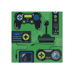 Gamer Party Napkins - Video Game Birthday Napkins, Level Up Party Decorations, Gaming Birthday Supplies, Video Game Party Napkins