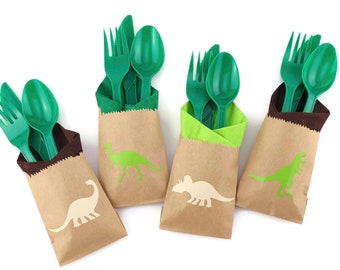 Dinosaur Cutlery - Dinosaur Party Supplies, Dinosaur First Birthday Party, Dino Birthday, Dinosaur Party Favor Bags, Dinosaur Baby Shower