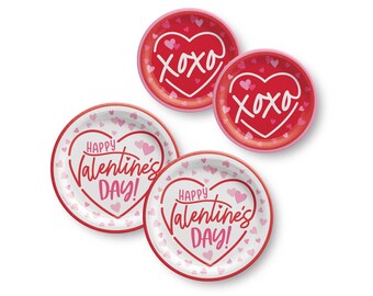 Valentines Party Plate Set - Valentine's Day Party Supplies, XOXO Party Decorations, Be Mine, Valentines Tableware, Galentines Party Decor